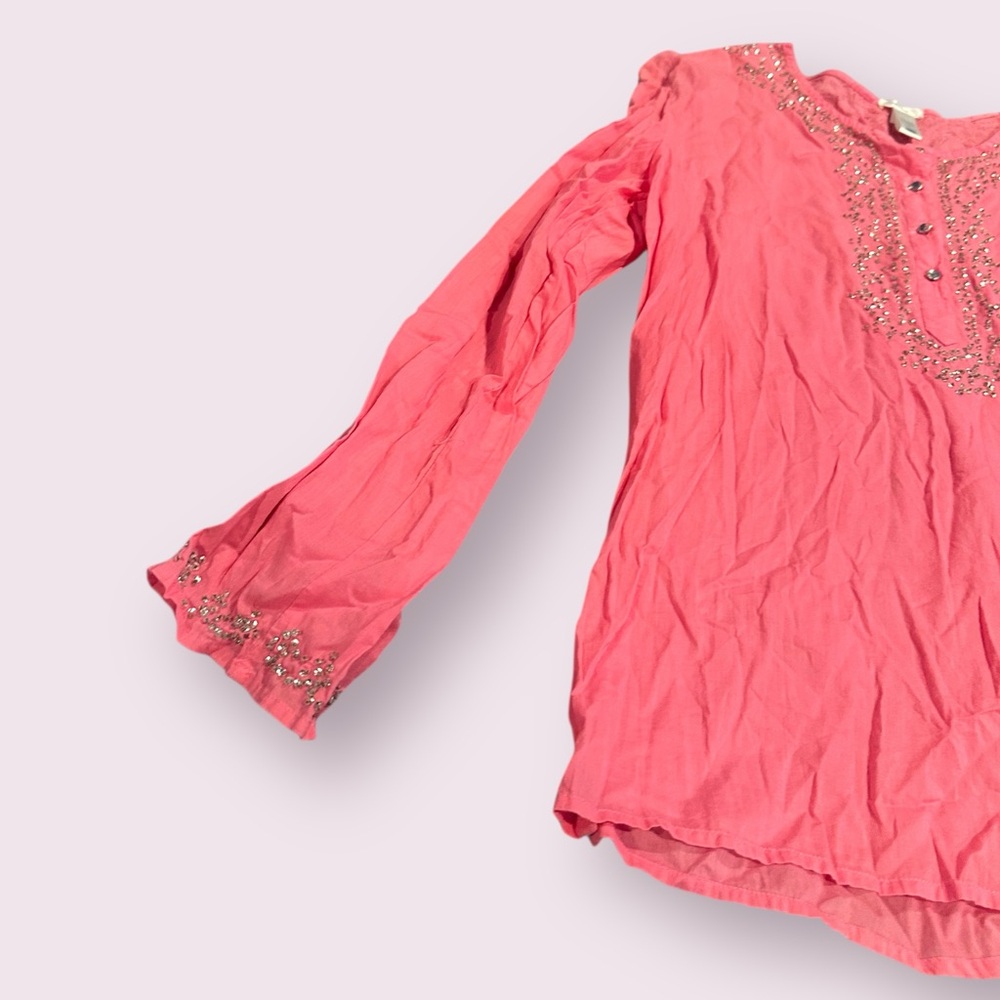 Women's Old Navy Summer 2005 Pink Blouse with Sparkle Accents Sz Large - Picture 2 of 12
